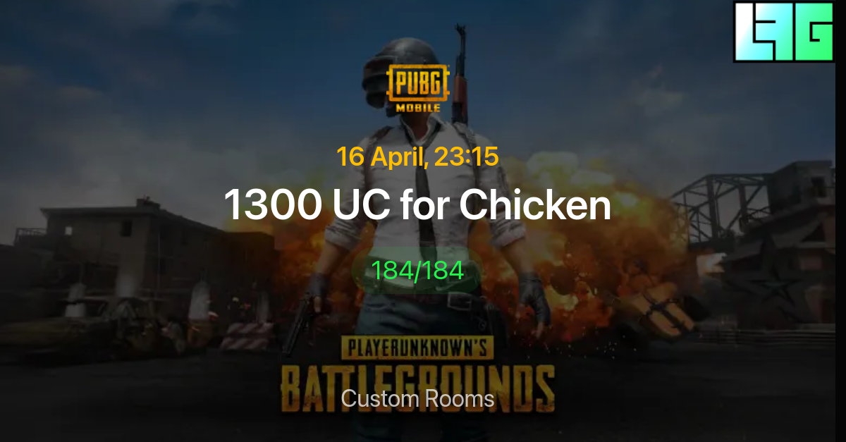 1300 UC For Chicken In PUBG Mobile LF Group