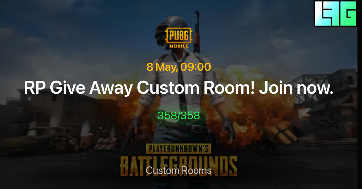 RP Give Away Custom Room Join Now In PUBG Mobile LF Group