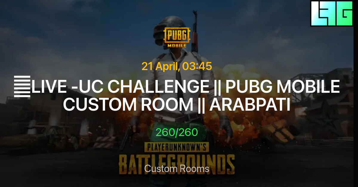 LIVE UC CHALLENGE PUBG MOBILE CUSTOM ROOM ARABPATI In PUBG